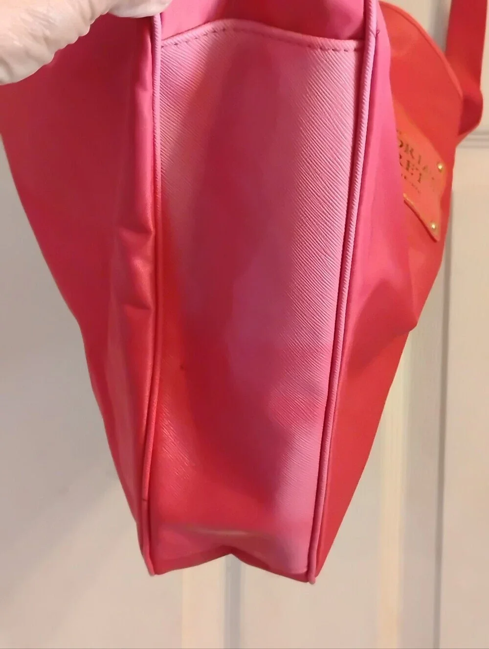 Vintage Victoria's Secret Bold Red Tote with Gold-tone Logo Plate